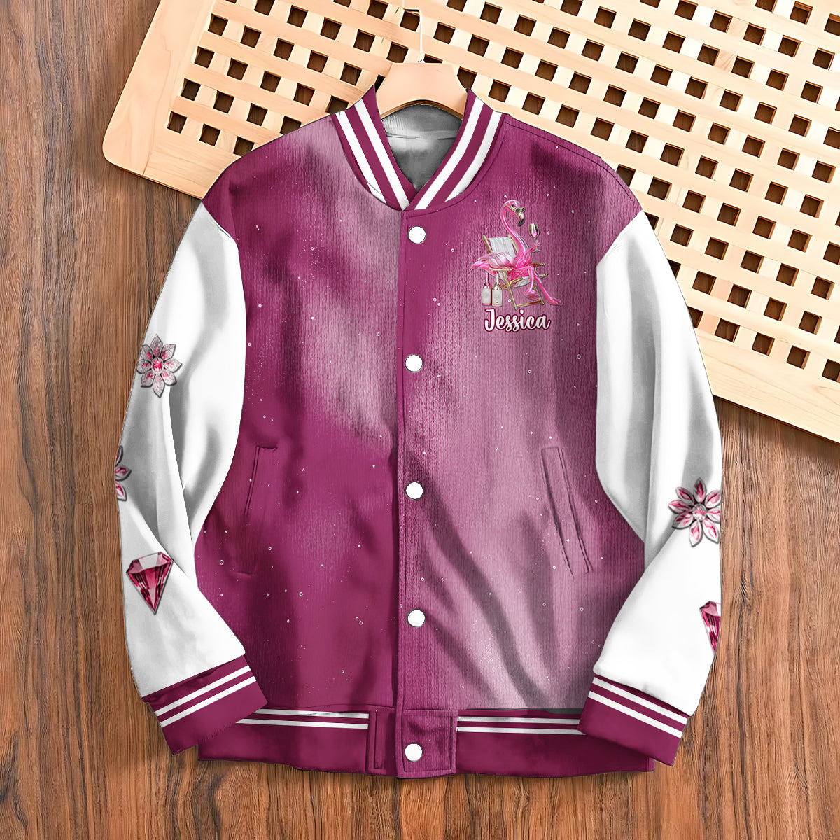 Be A Flamingo In A Flock of Pigeons - Personalized Flamingo Varsity Jacket