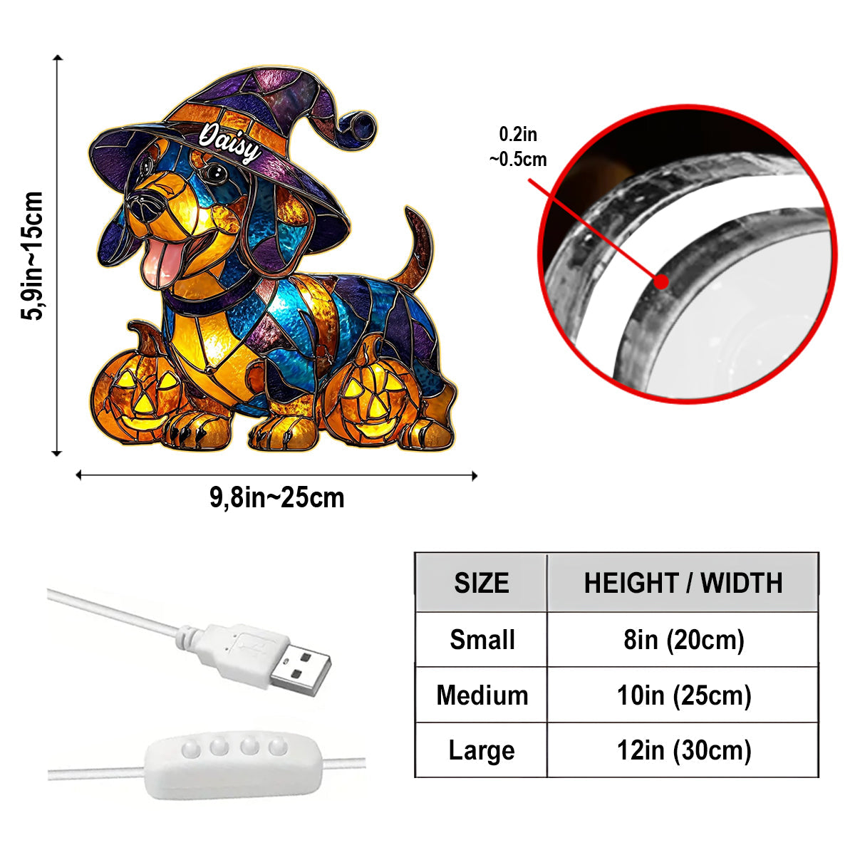 Spooky Time - Personalized Dog Acrylic LED Night Light