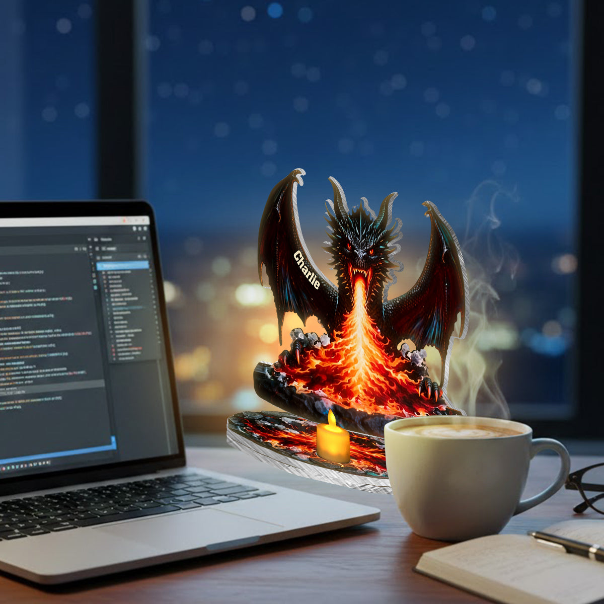 Majestic Book Nook - Personalized Dragon Candle Holder Sign