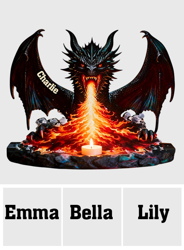 Majestic Book Nook - Personalized Dragon Candle Holder Sign