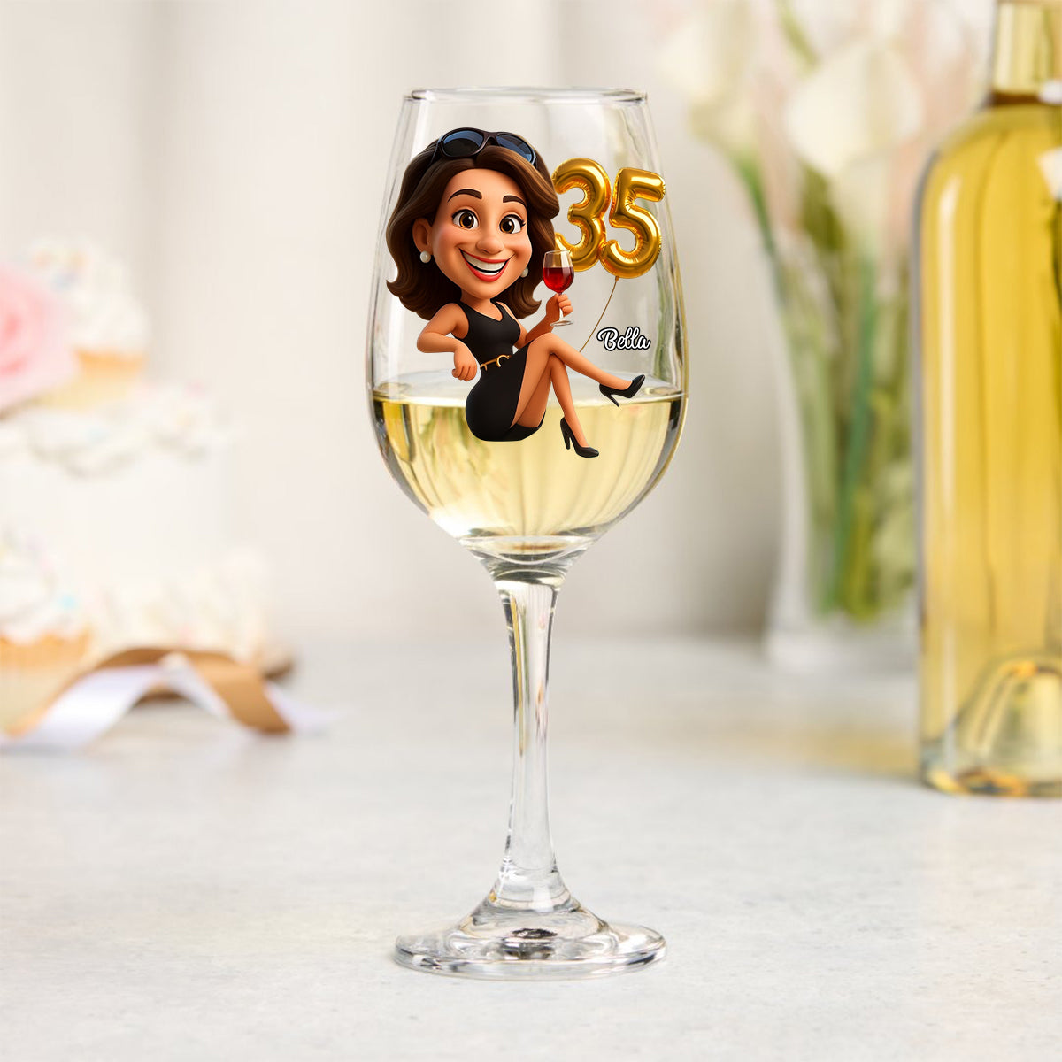 Women's Birthday - Personalized Wine Glass With Long Stem