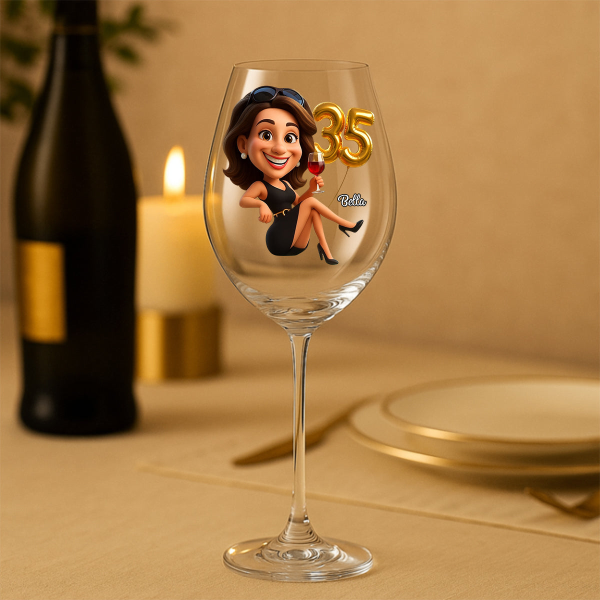 Women's Birthday - Personalized Wine Glass With Long Stem