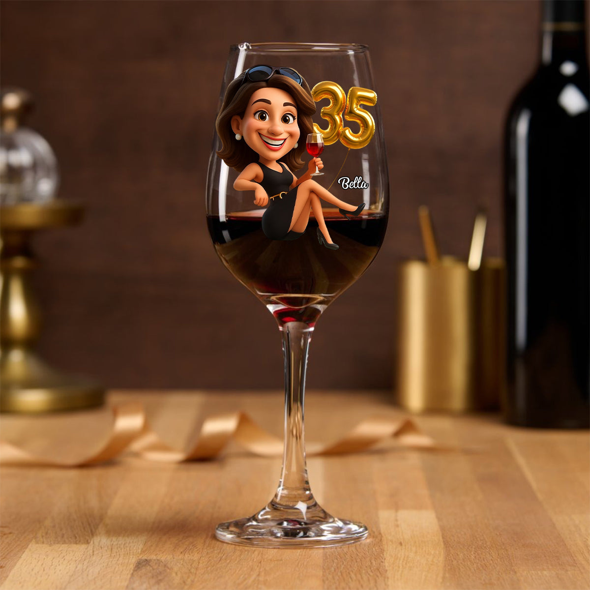 Women's Birthday - Personalized Wine Glass With Long Stem