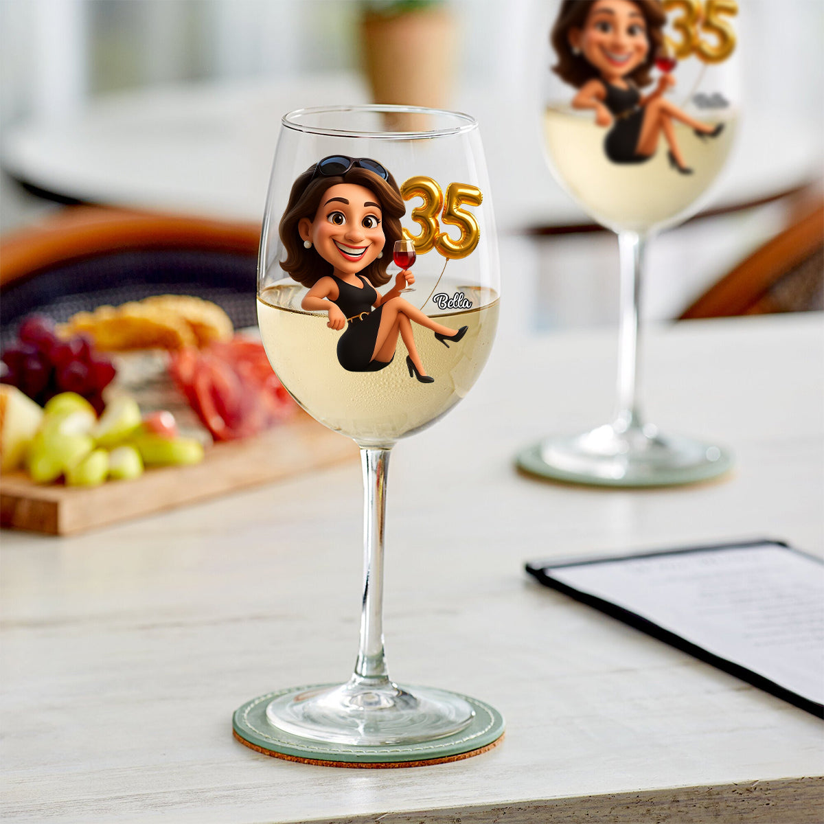 Women's Birthday - Personalized Wine Glass With Long Stem