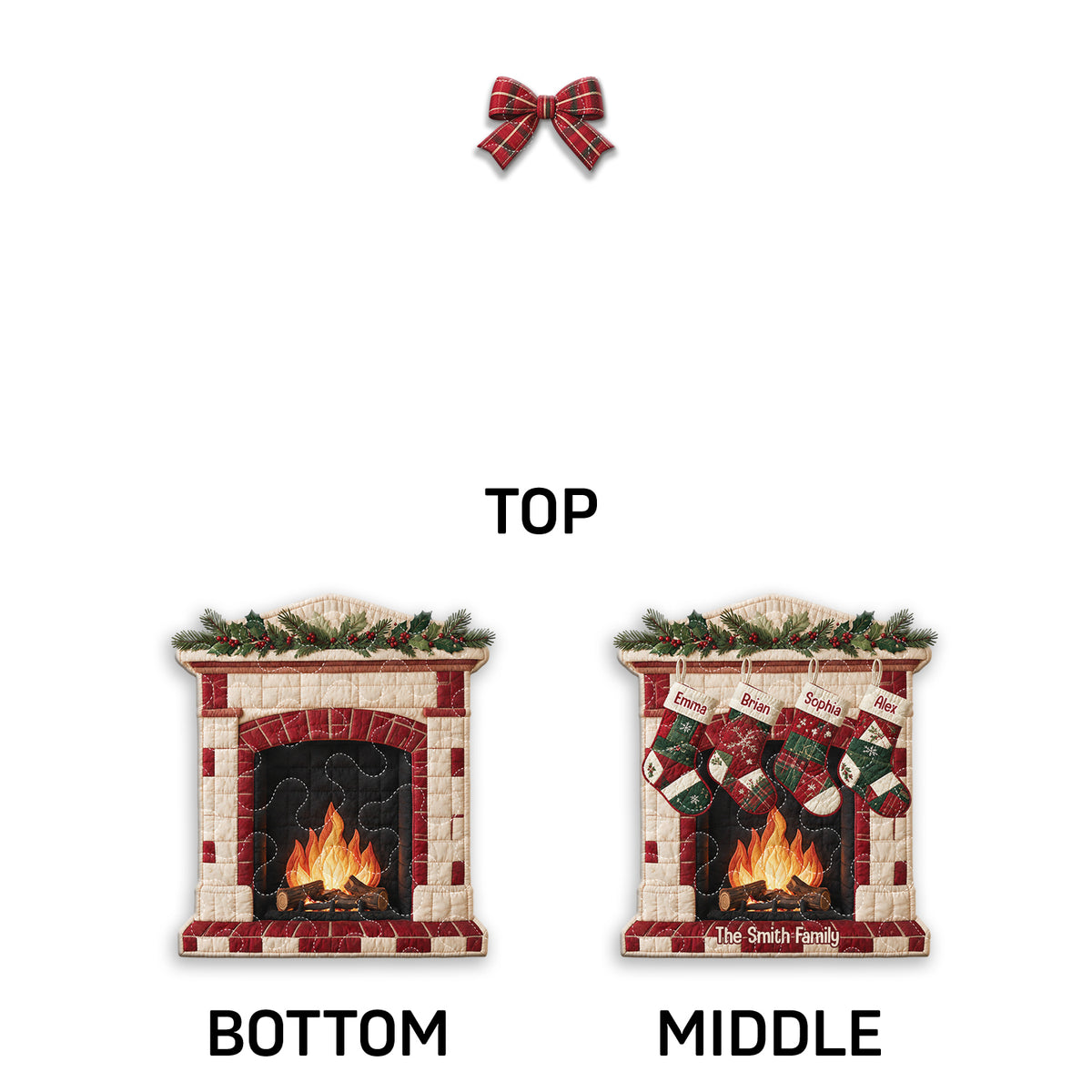 Merry Christmas - Personalized Family Quilted Door Hanger