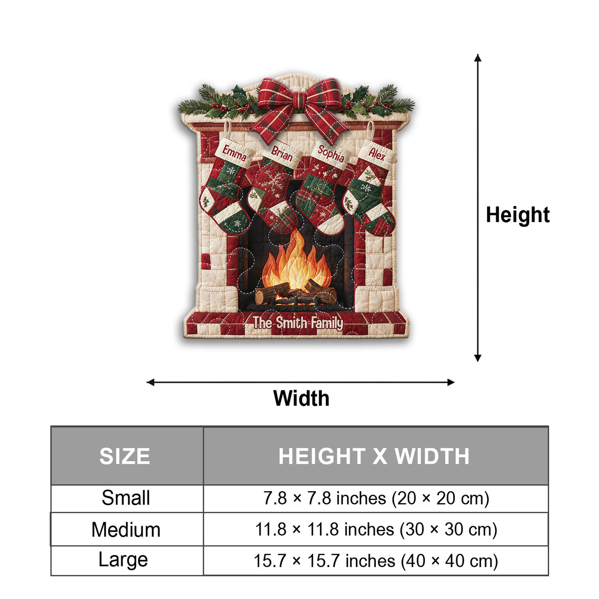 Merry Christmas - Personalized Family Quilted Door Hanger