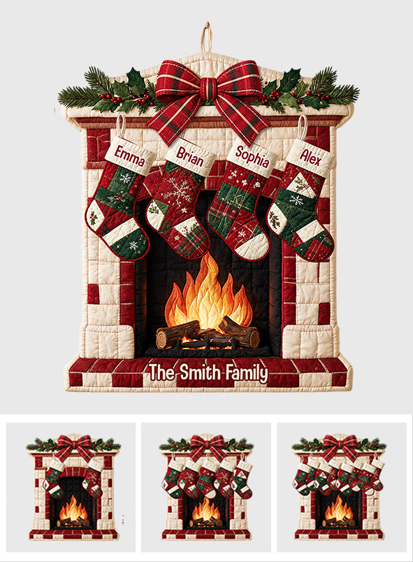 Merry Christmas - Personalized Family Quilted Door Hanger