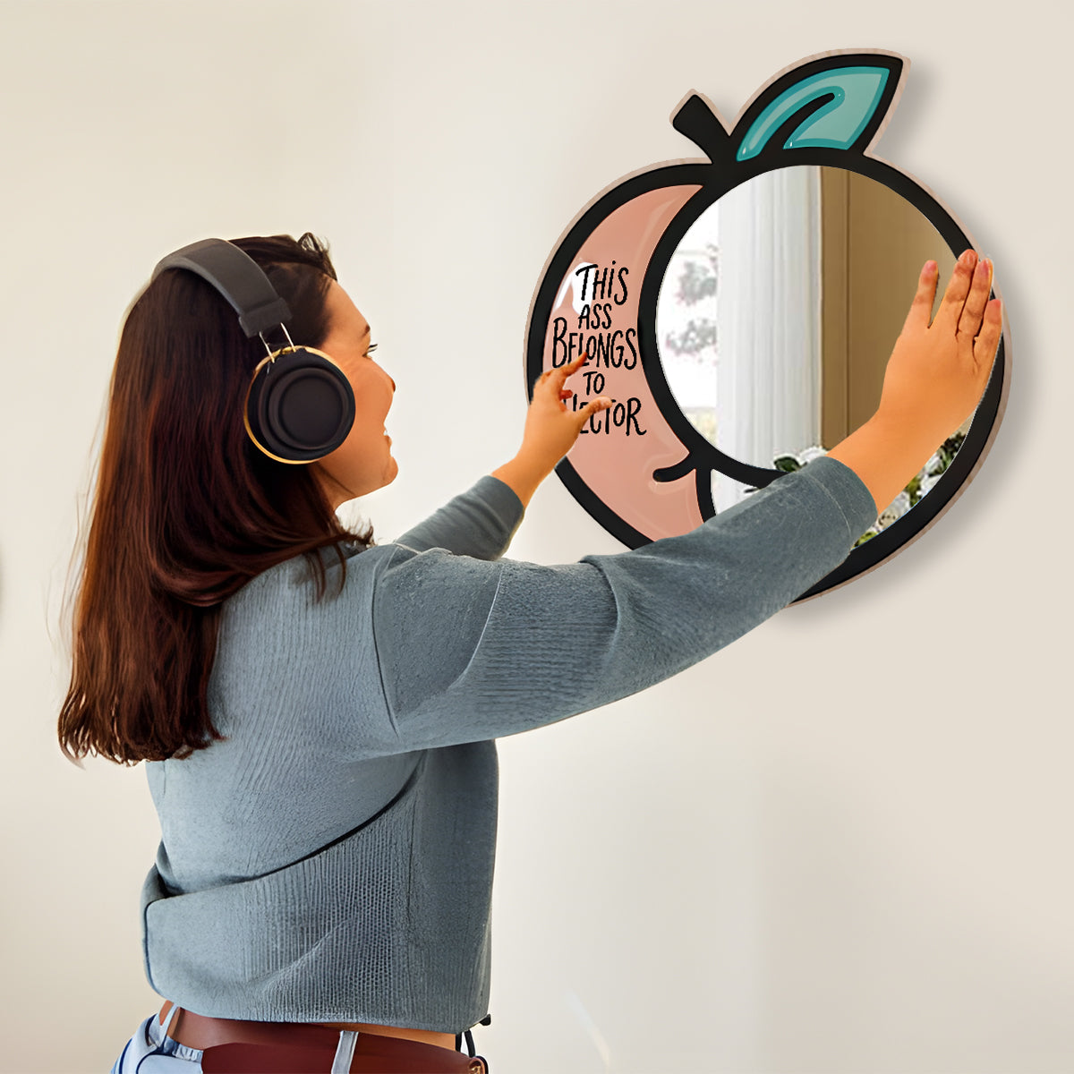 This Peach Belongs To - Personalized Couple Wall Hanging Mirror