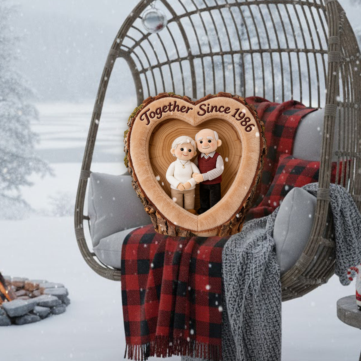 Heart Tree Hollow - Personalized Couple Premium Faux Fur Pillow