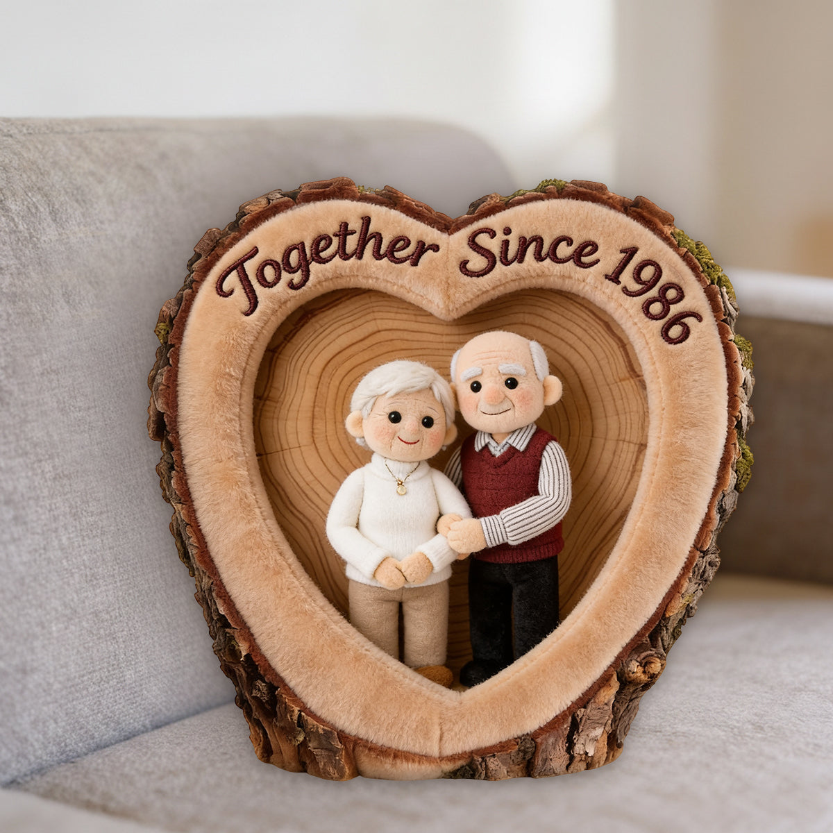 Heart Tree Hollow - Personalized Couple Premium Faux Fur Pillow