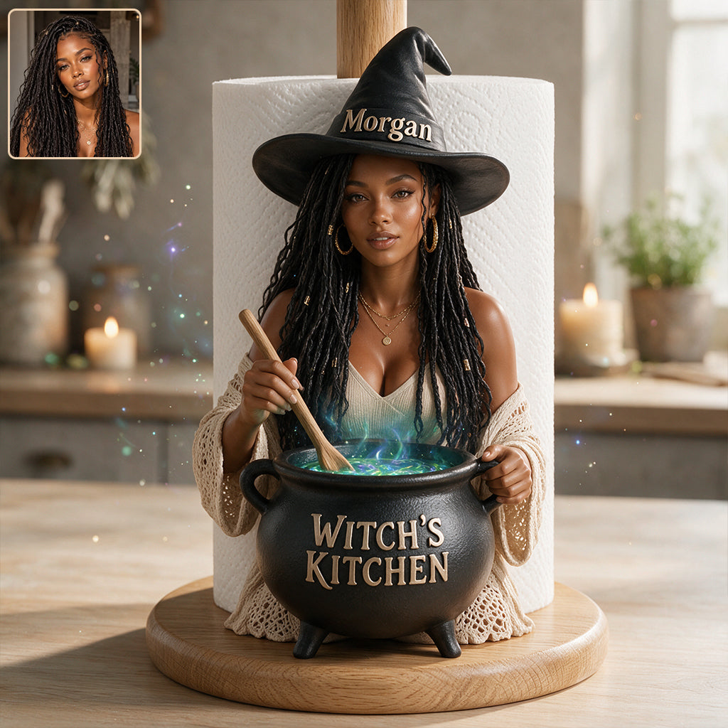 Witch's Kitchen - Personalized Witch Paper Towel Stand & Notebook & LED Acrylic Sign Gift Set