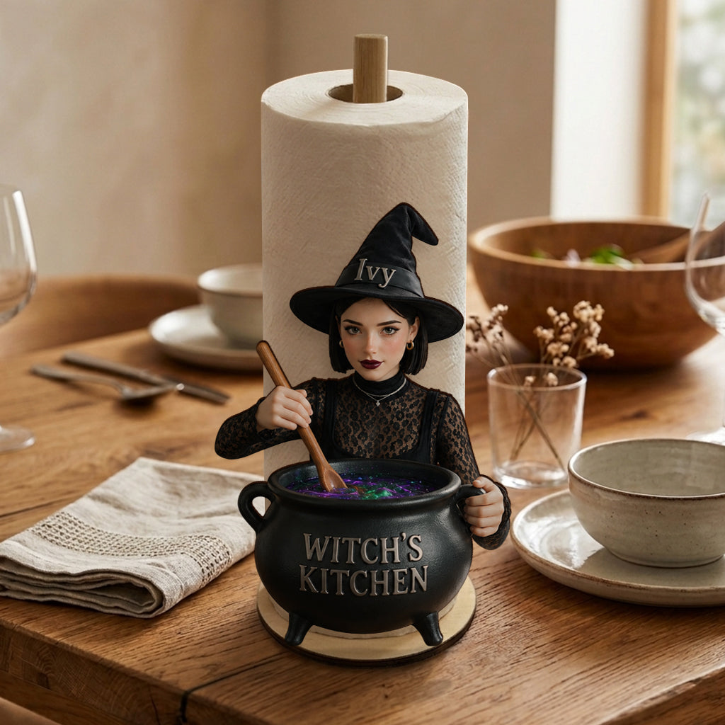 Witch's Kitchen - Personalized Witch Paper Towel Stand & Notebook & LED Acrylic Sign Gift Set