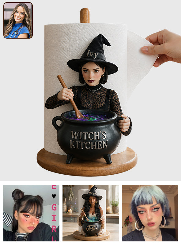 Witch's Kitchen - Personalized Witch Paper Towel Stand & Notebook & LED Acrylic Sign Gift Set