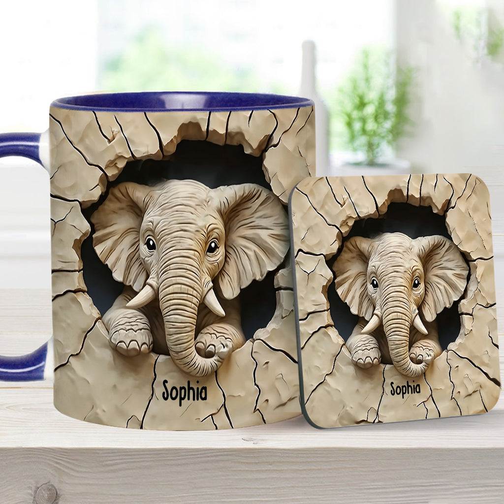 Love Elephant - Personalized Elephant Accent Mug
