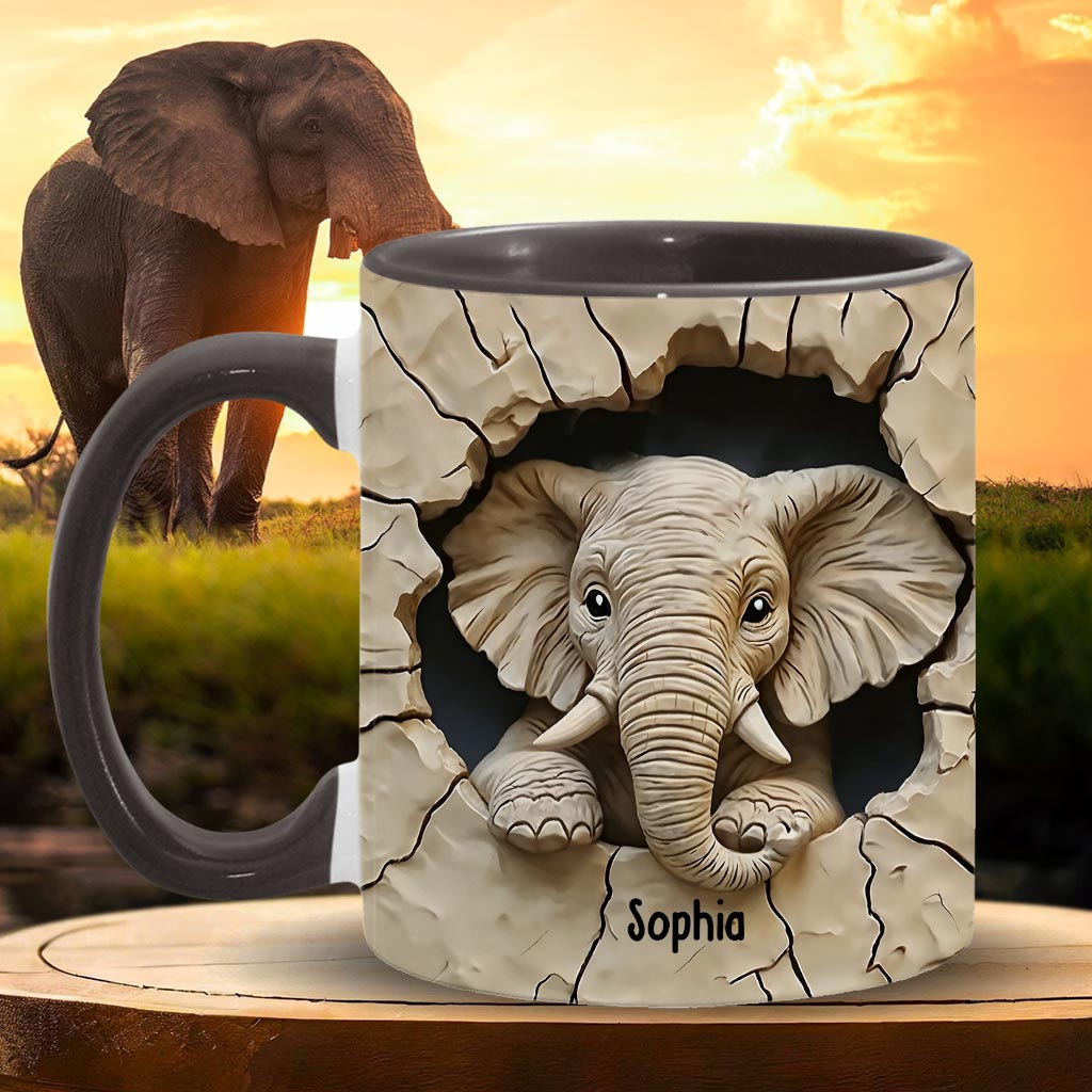 Love Elephant - Personalized Elephant Accent Mug