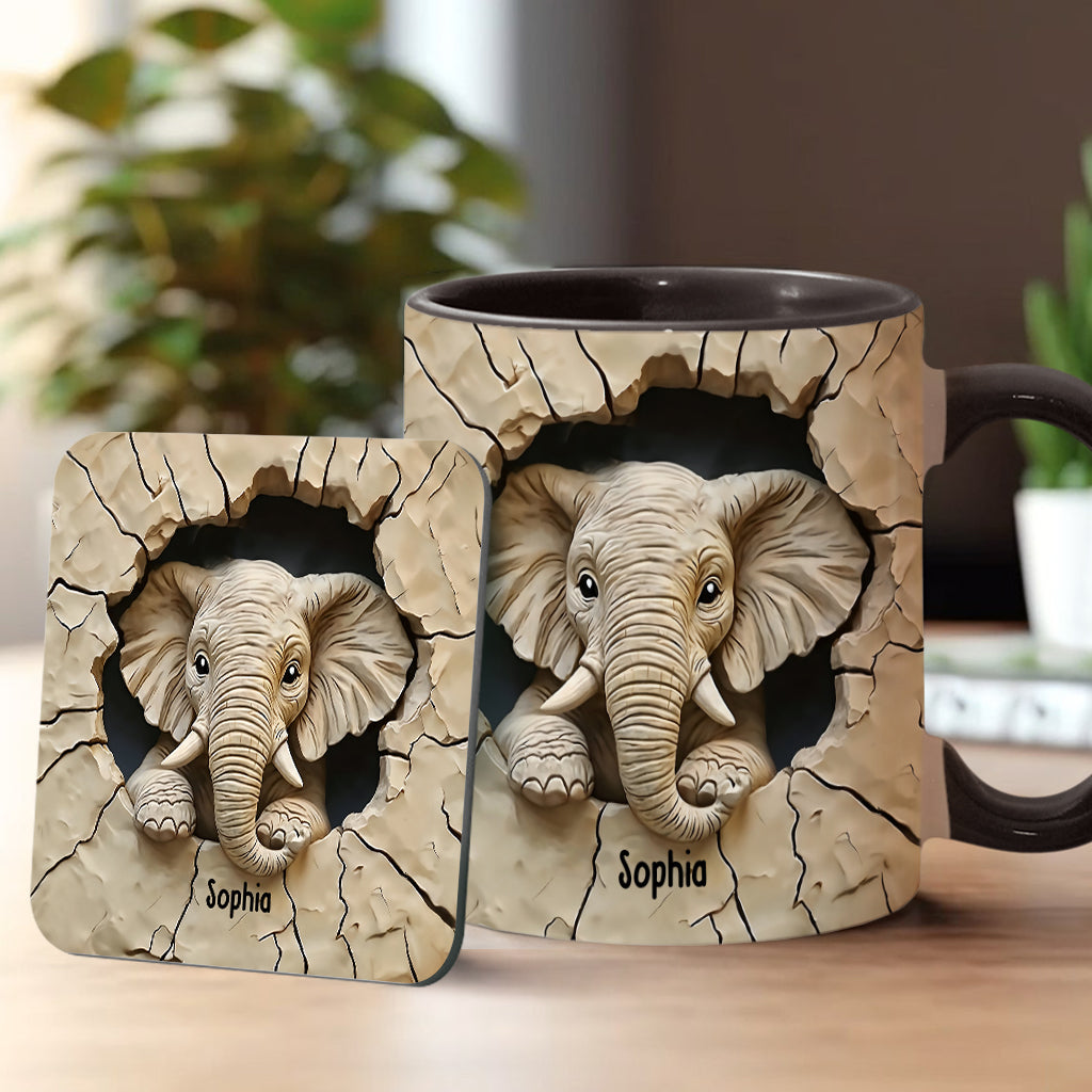Love Elephant - Personalized Elephant Accent Mug
