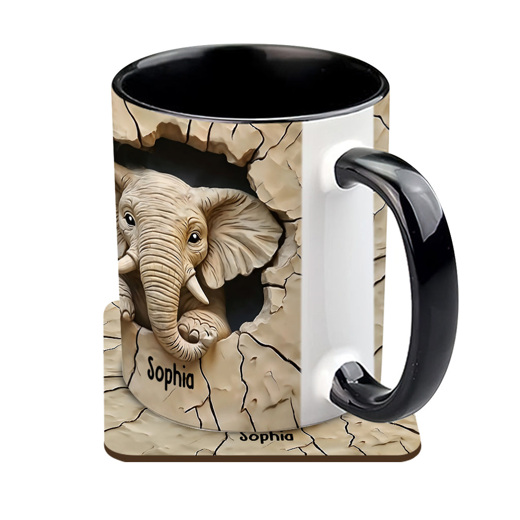 Love Elephant - Personalized Elephant Accent Mug