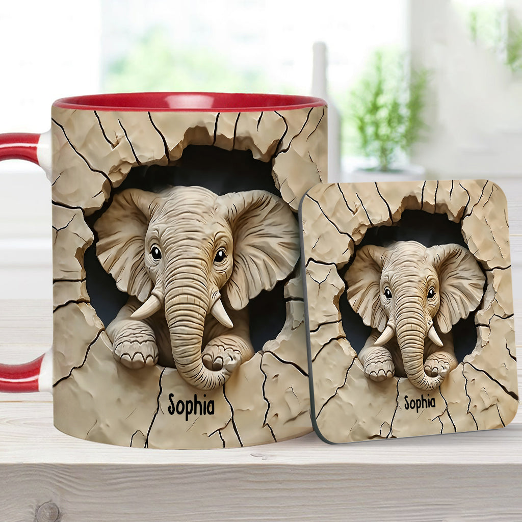 Love Elephant - Personalized Elephant Accent Mug