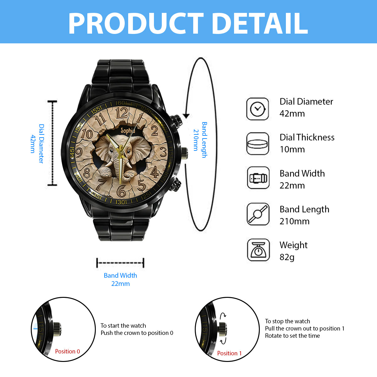Love Elephant - Personalized Elephant Hand Watch