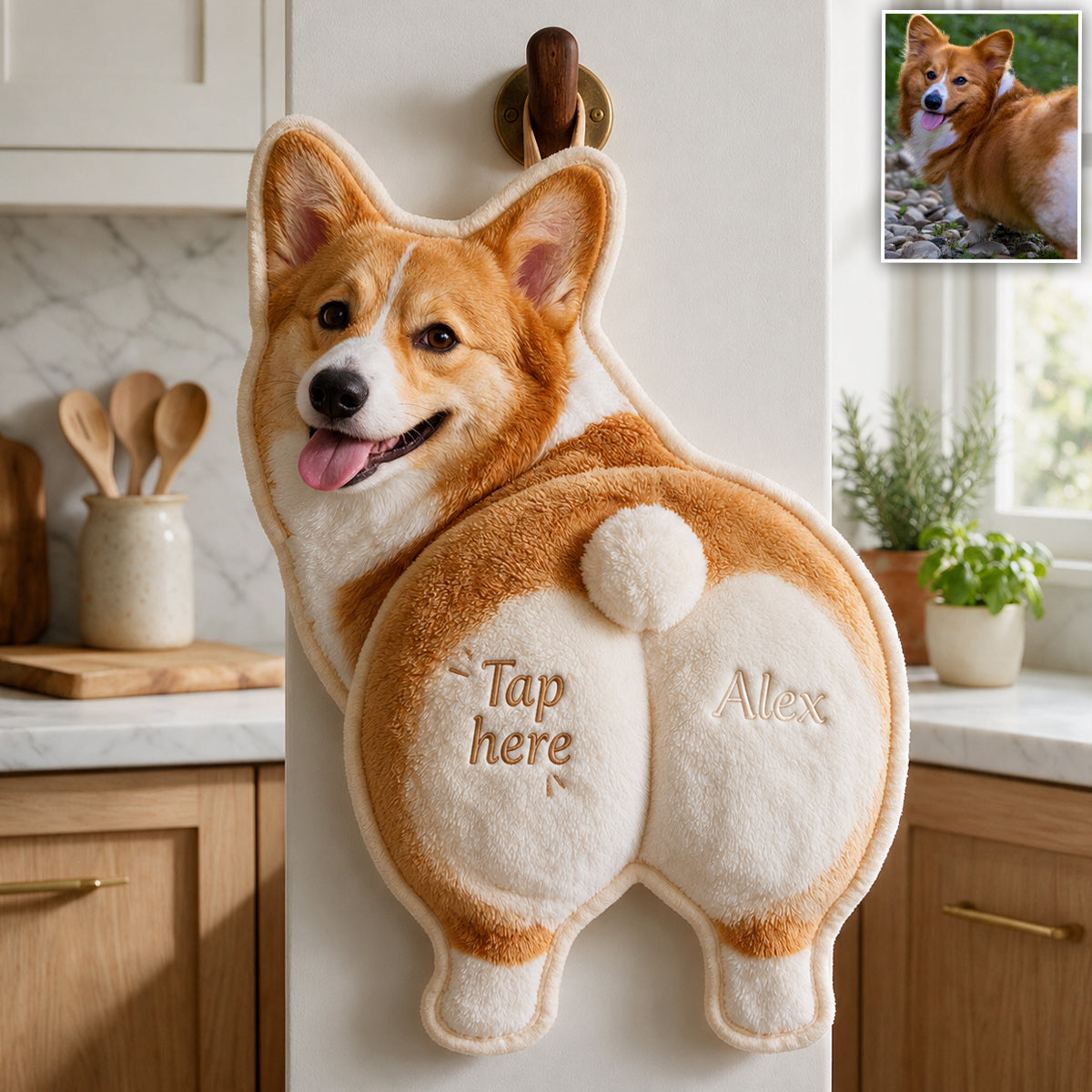 Tap Here - Personalized Dog Hand Towel
