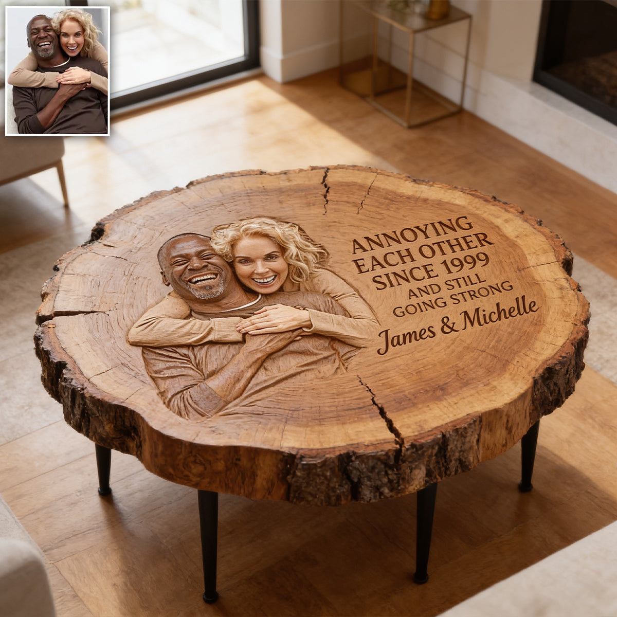 Growing Old Together - Personalized Couple Table Custom Shape