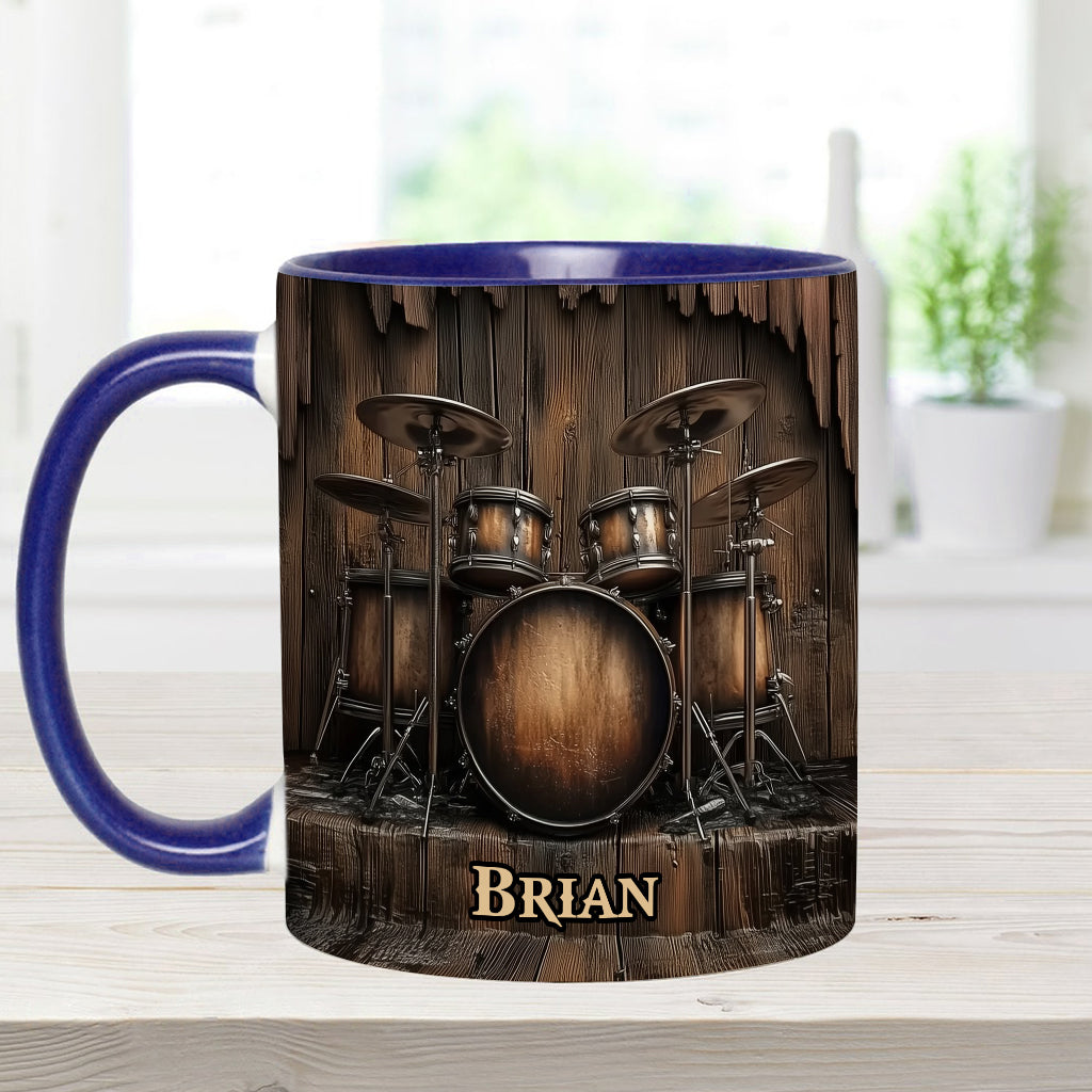 Vintage Drum-Themed Mug - Personalized Drummer Accent Mug