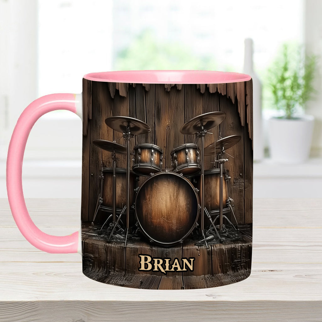Vintage Drum-Themed Mug - Personalized Drummer Accent Mug