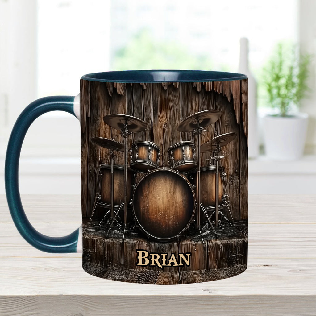 Vintage Drum-Themed Mug - Personalized Drummer Accent Mug