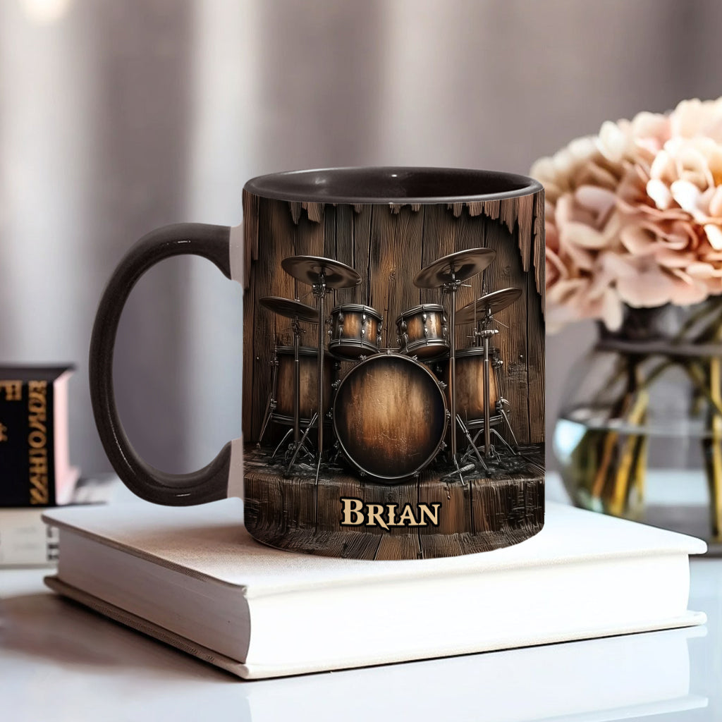 Vintage Drum-Themed Mug - Personalized Drummer Accent Mug