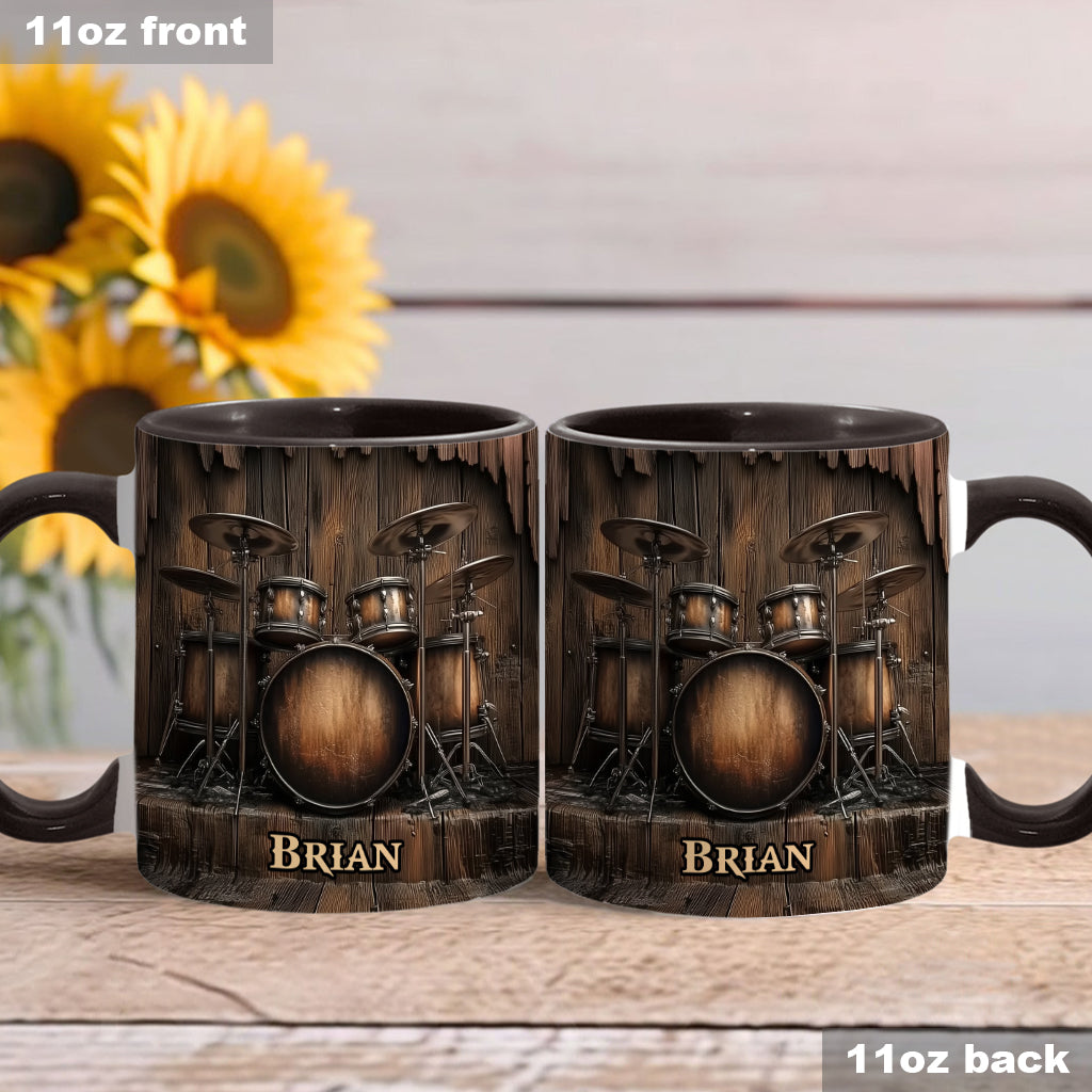 Vintage Drum-Themed Mug - Personalized Drummer Accent Mug