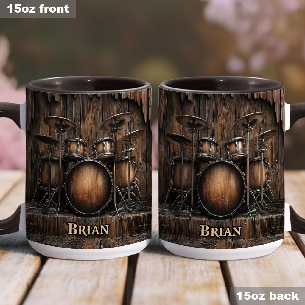 Vintage Drum-Themed Mug - Personalized Drummer Accent Mug