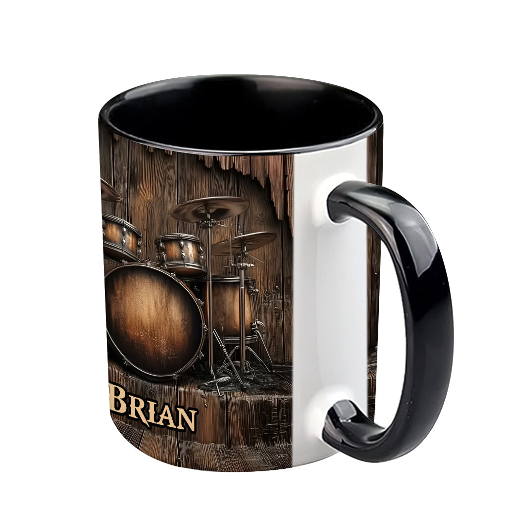 Vintage Drum-Themed Mug - Personalized Drummer Accent Mug