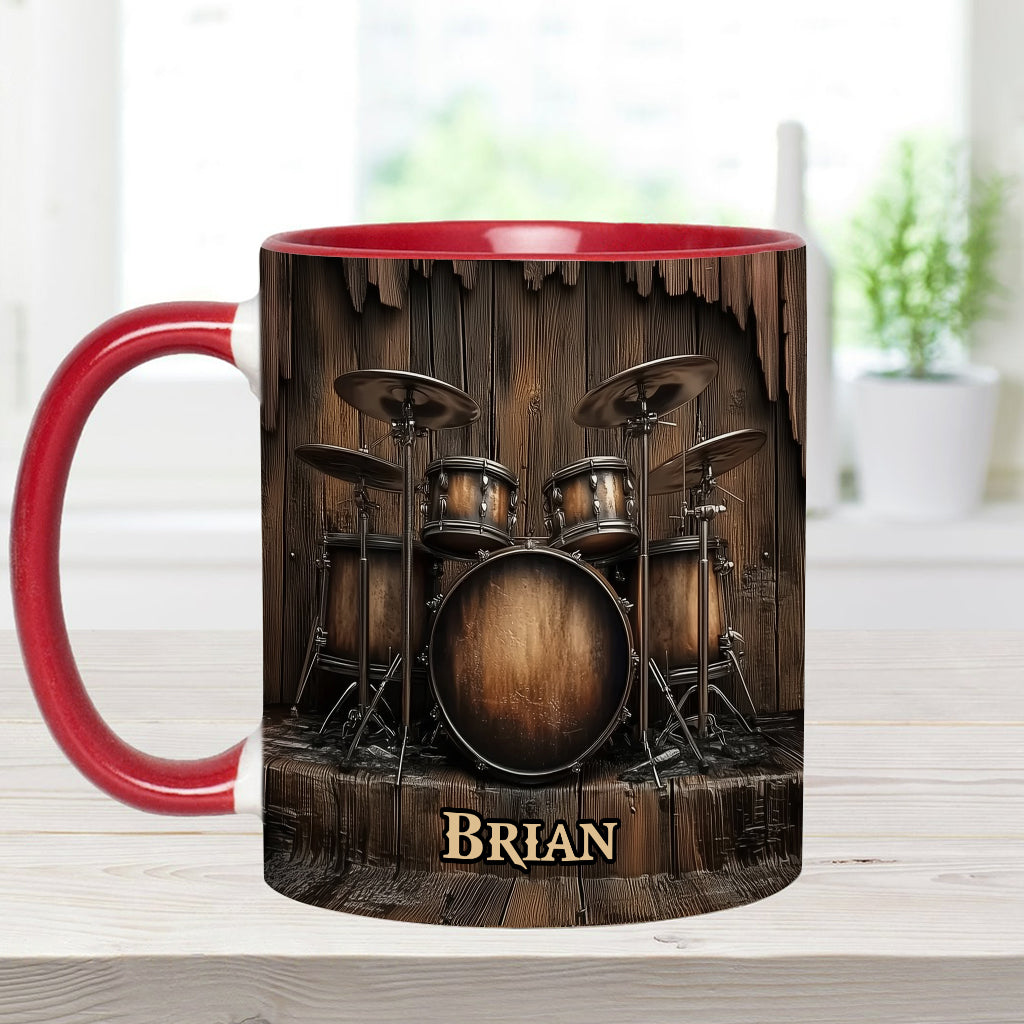 Vintage Drum-Themed Mug - Personalized Drummer Accent Mug