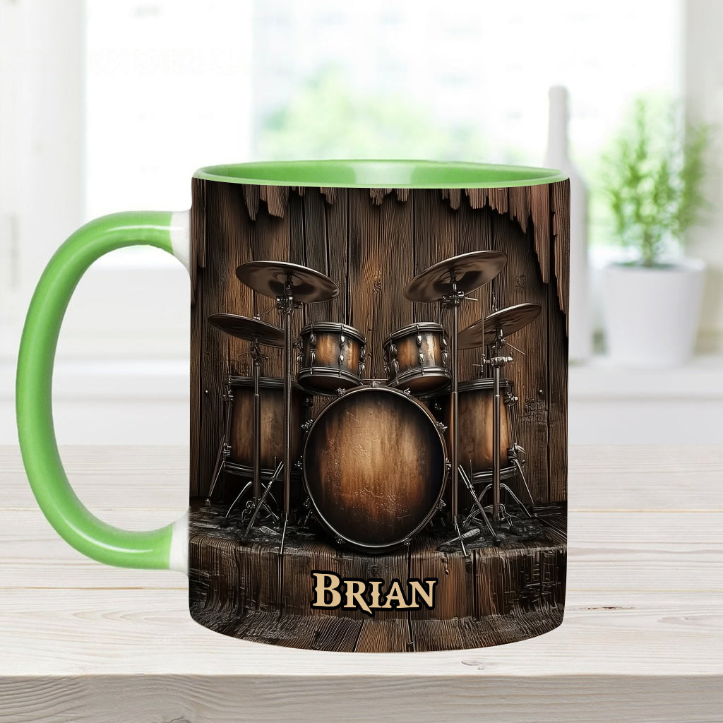 Vintage Drum-Themed Mug - Personalized Drummer Accent Mug