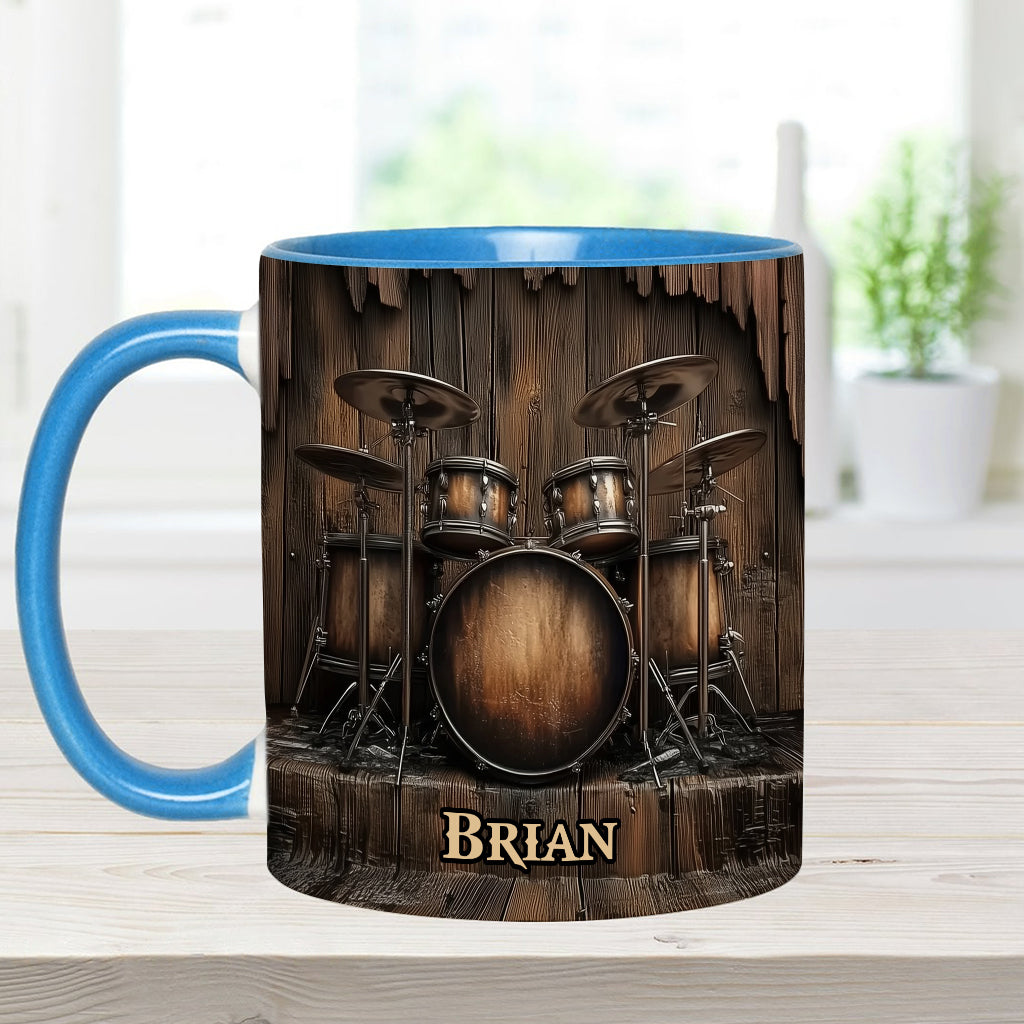 Vintage Drum-Themed Mug - Personalized Drummer Accent Mug