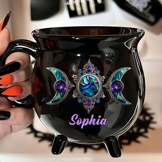 Beautiful Triple Moon - Personalized Witch Cauldron Mug