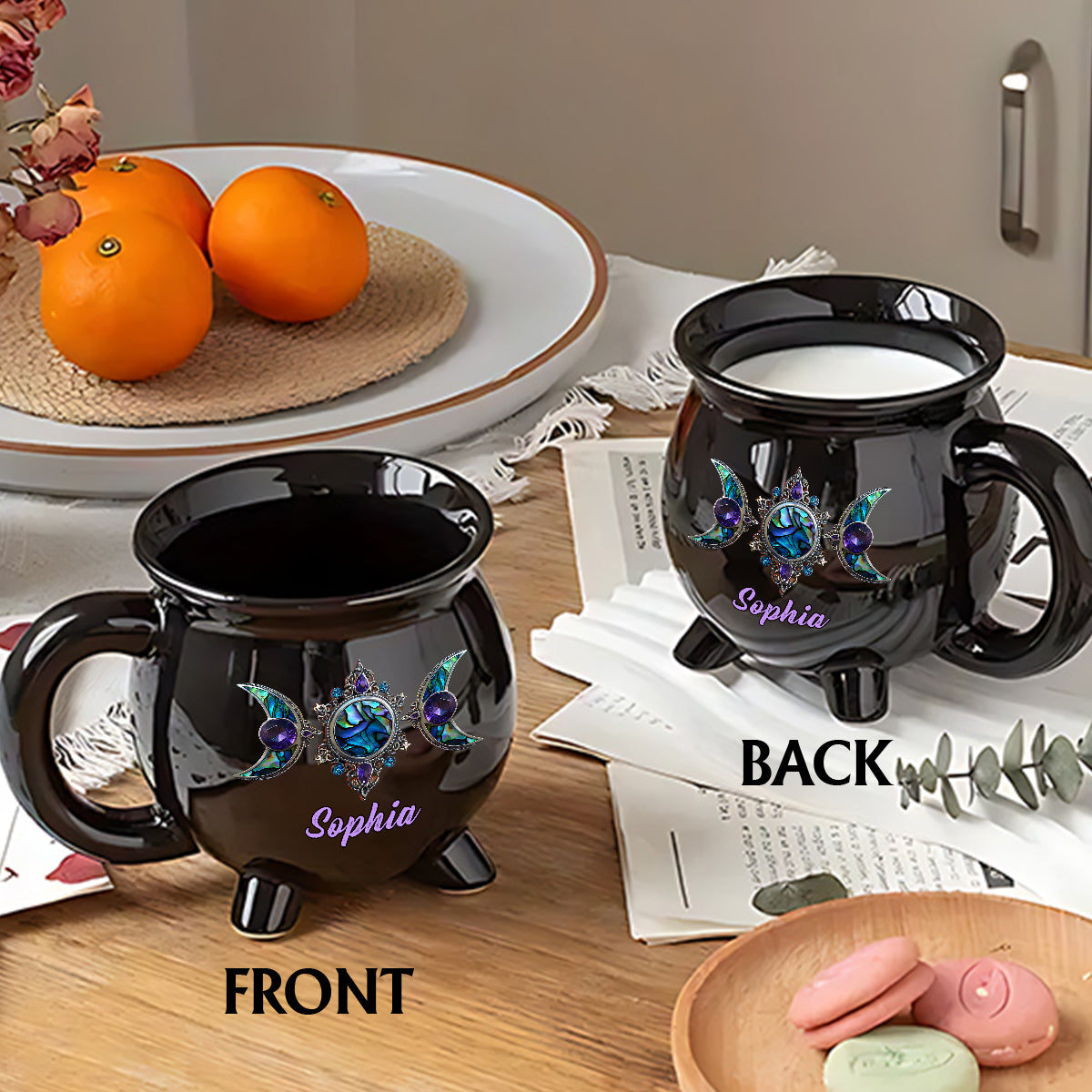 Beautiful Triple Moon - Personalized Witch Cauldron Mug