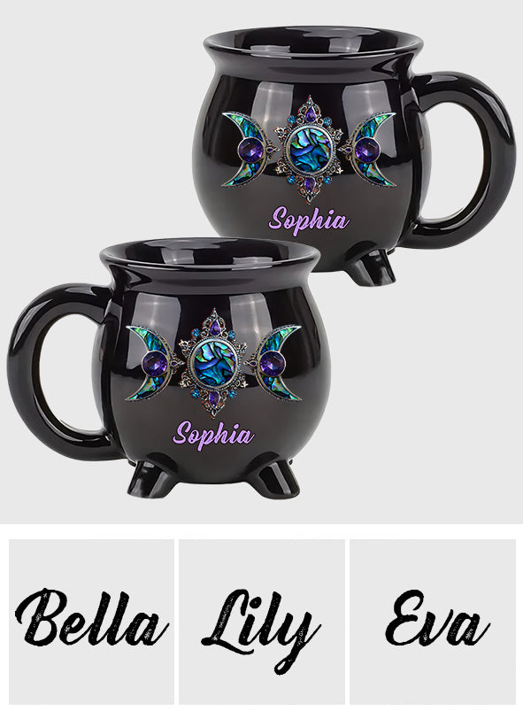 Beautiful Triple Moon - Personalized Witch Cauldron Mug