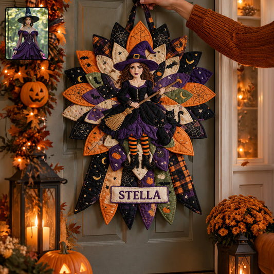 Halloween Witch - Personalized Witch Quilted Door Hanger