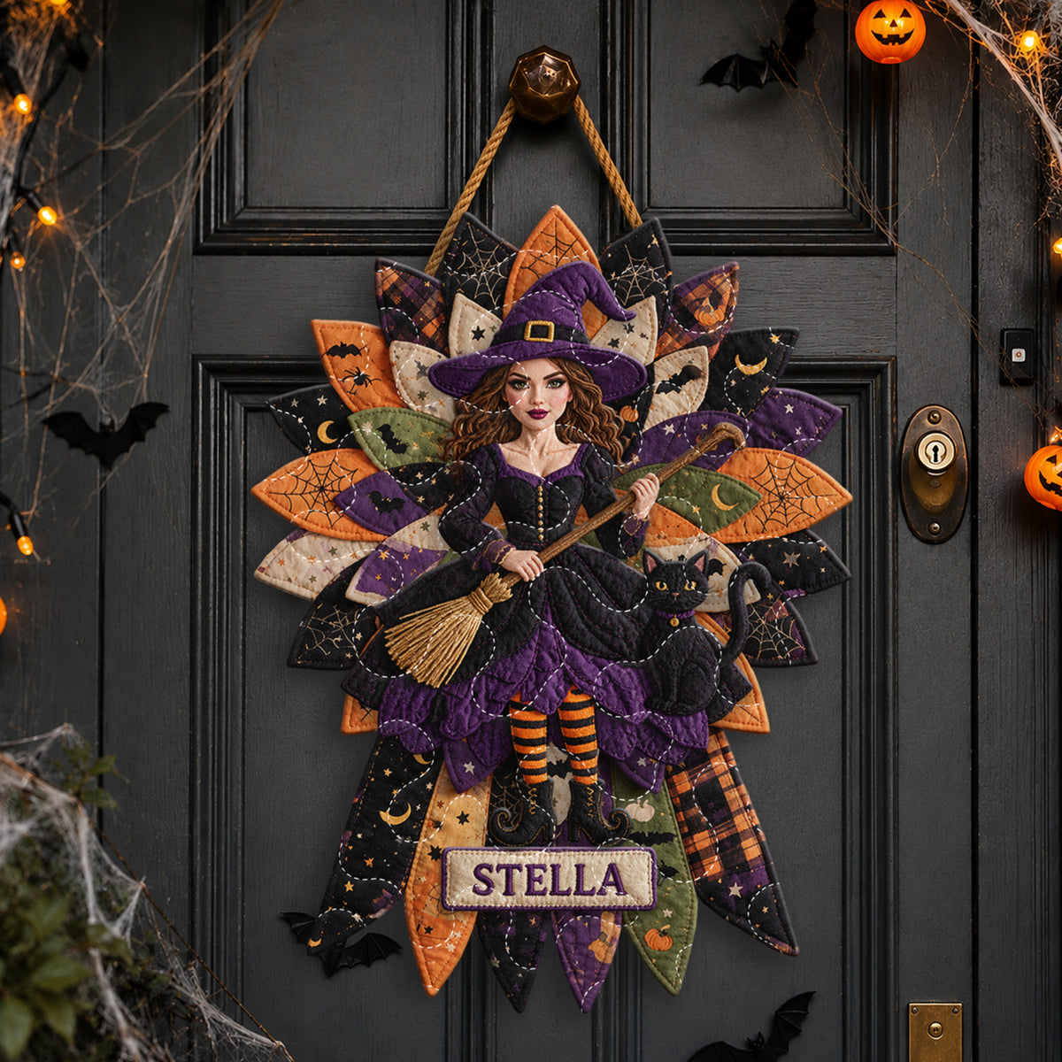 Halloween Witch - Personalized Witch Quilted Door Hanger