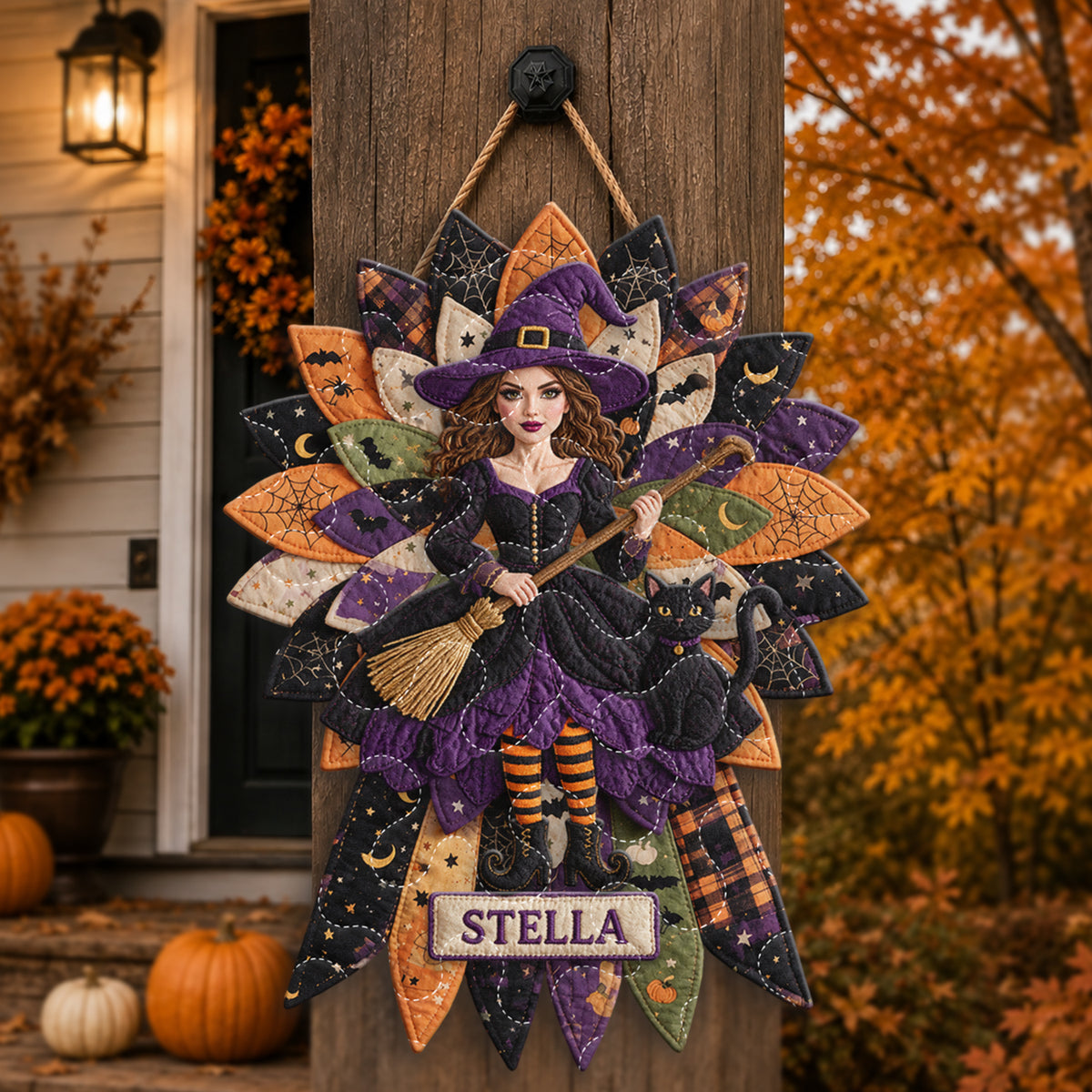 Halloween Witch - Personalized Witch Quilted Door Hanger