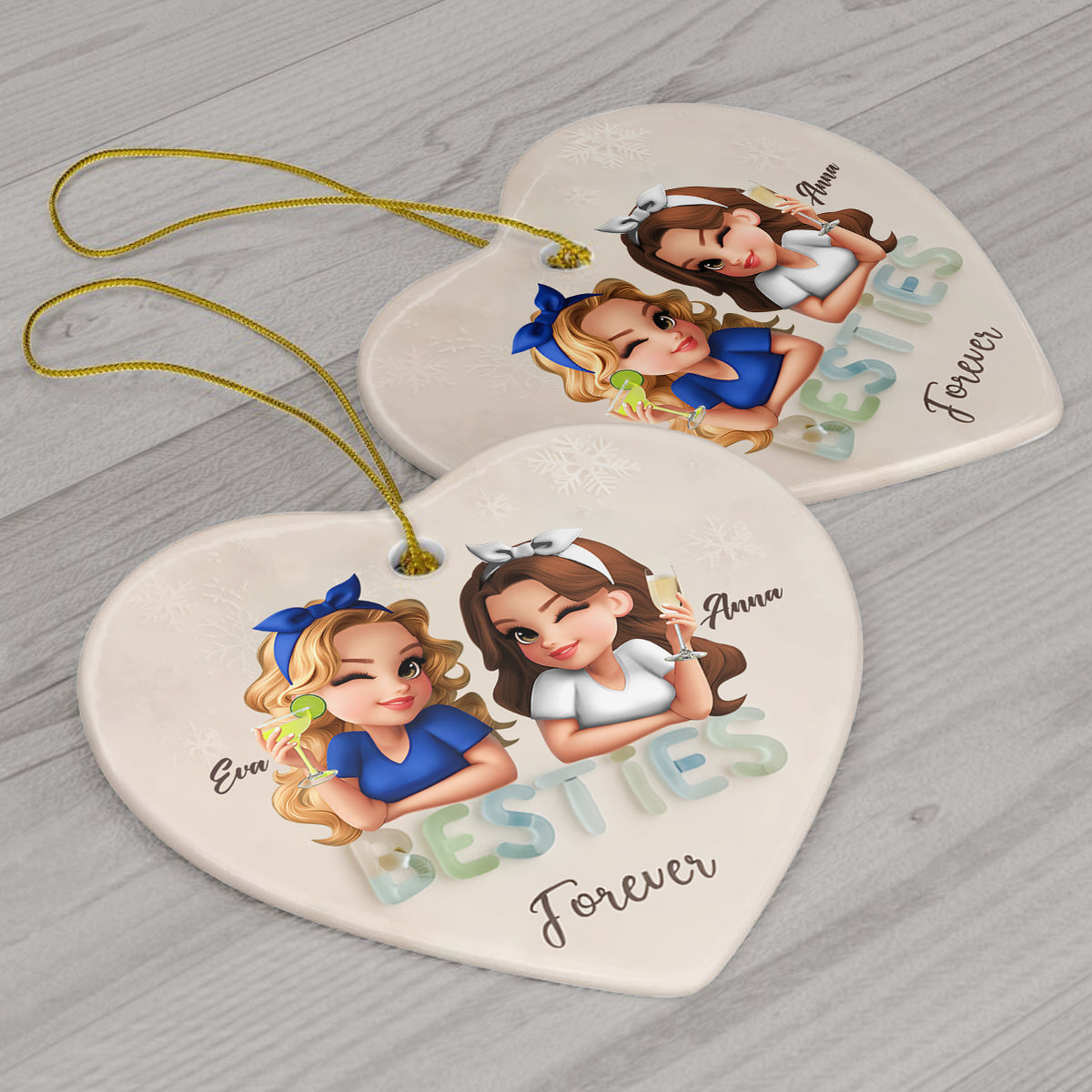 Besties Forever - Personalized Bestie Ceramic Heart Ornament