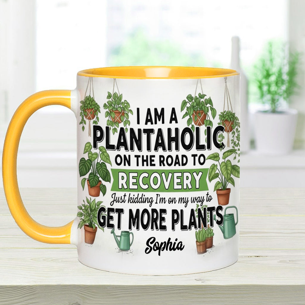 Plantaholic On The Road To Recovery - Personalized Gardening Accent Mug