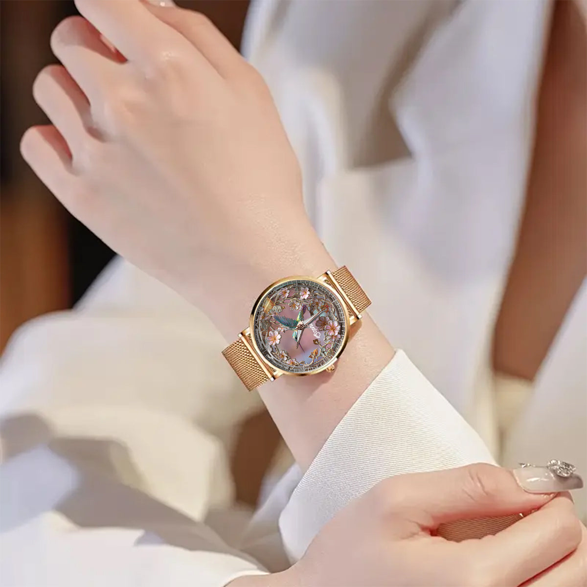 Beautiful Hummingbird - Personalized Hummingbird Women Hand Watch