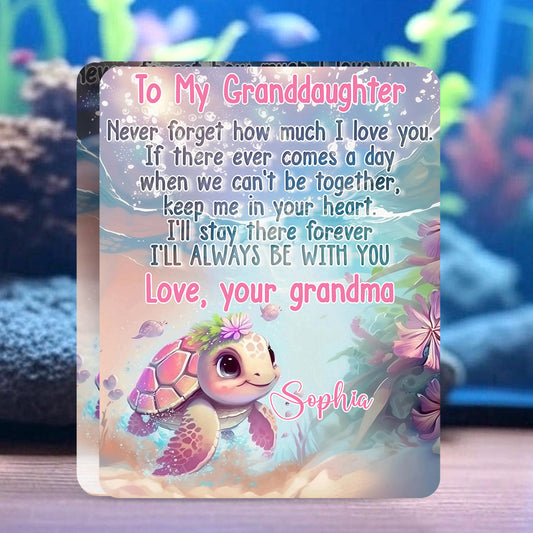 To My Granddaughter Turtle Sea Vibe - Personalized Kid Custom Shaped Acrylic Plaque