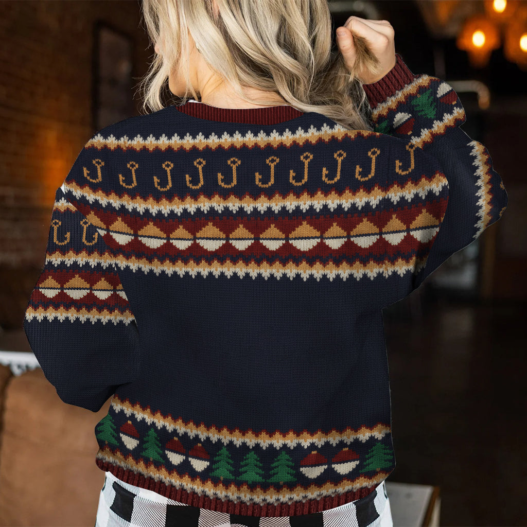 Hooked on Christmas - Personalized Fishing Ugly Sweater