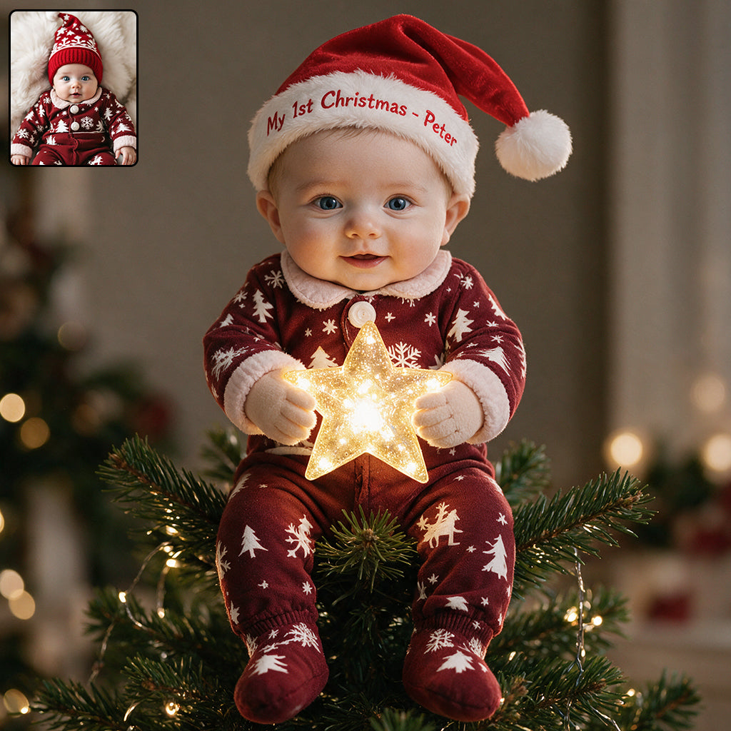 Merry Christmas - Personalized Kid LED Light Tree Topper