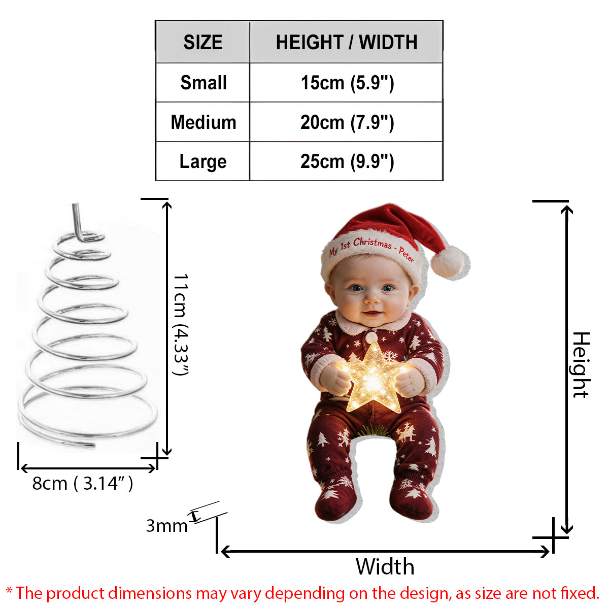 Merry Christmas - Personalized Kid LED Light Tree Topper