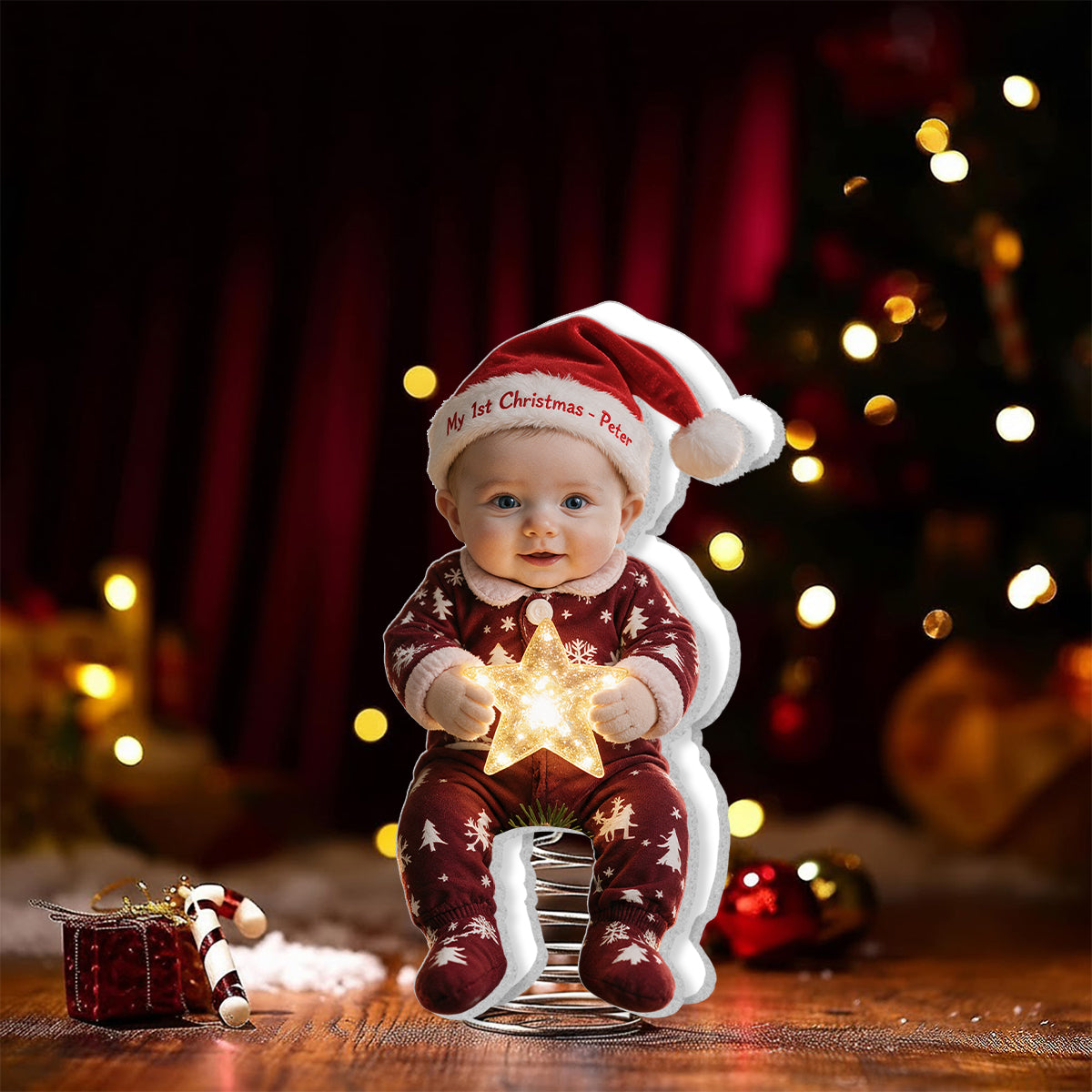 Merry Christmas - Personalized Kid LED Light Tree Topper