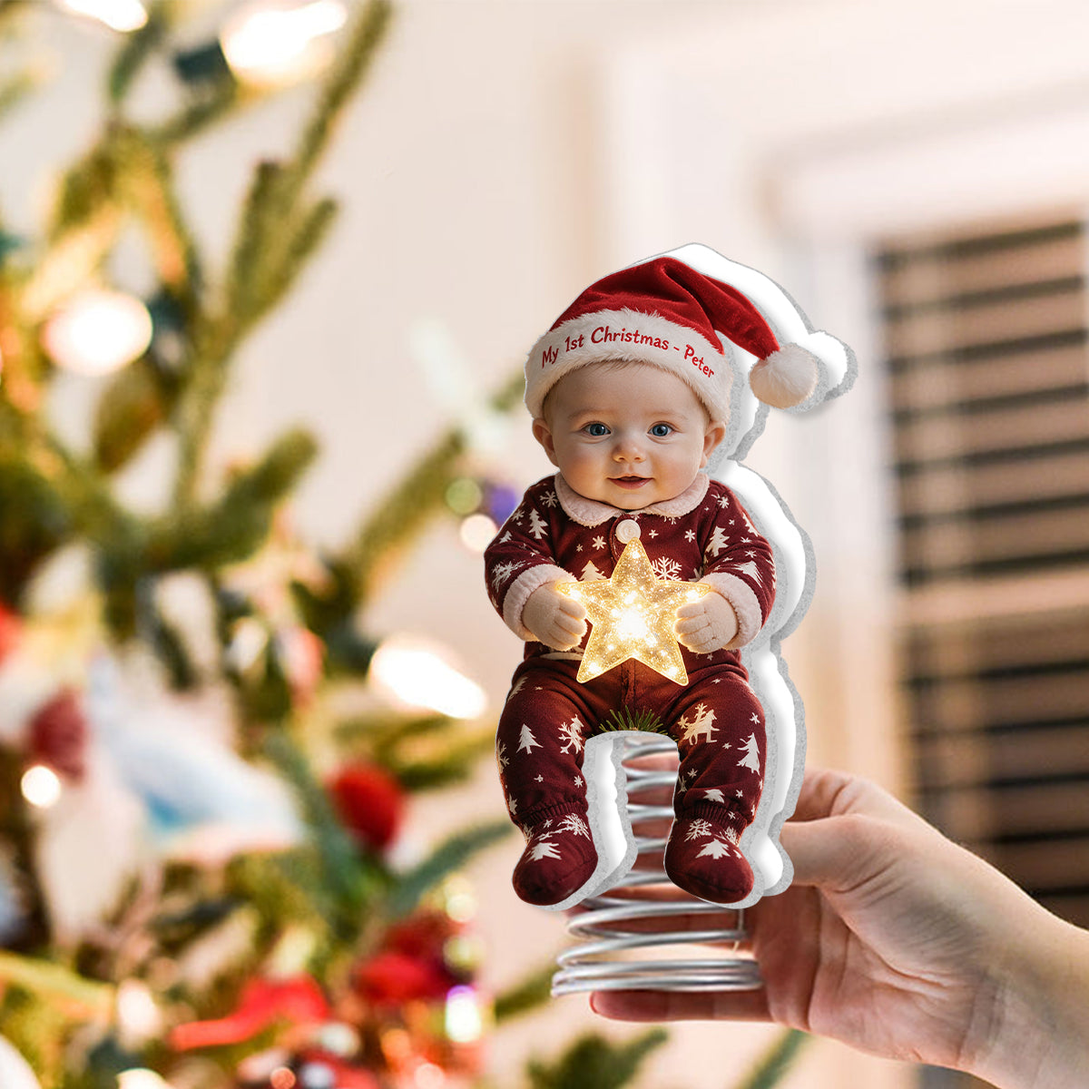 Merry Christmas - Personalized Kid LED Light Tree Topper